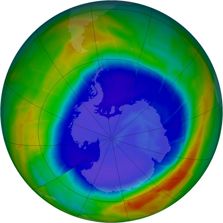Antarctic ozone map for 08 September 2009